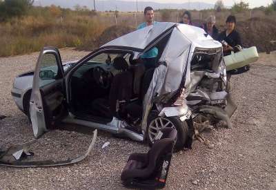Smrskani auto nakon nezgode